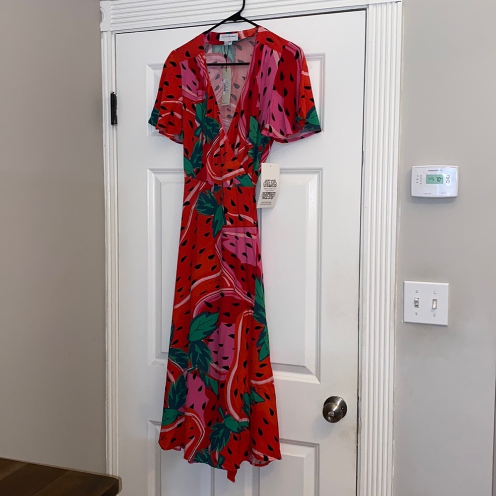 Never Fully Dressed Red and Pink Midi Dress